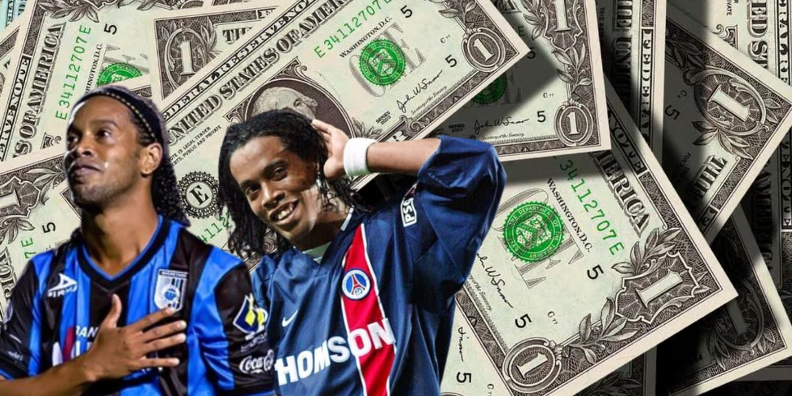 Ronaldinho con el jersey de Querétaro y PSG / FOTO MONTEVIDEO