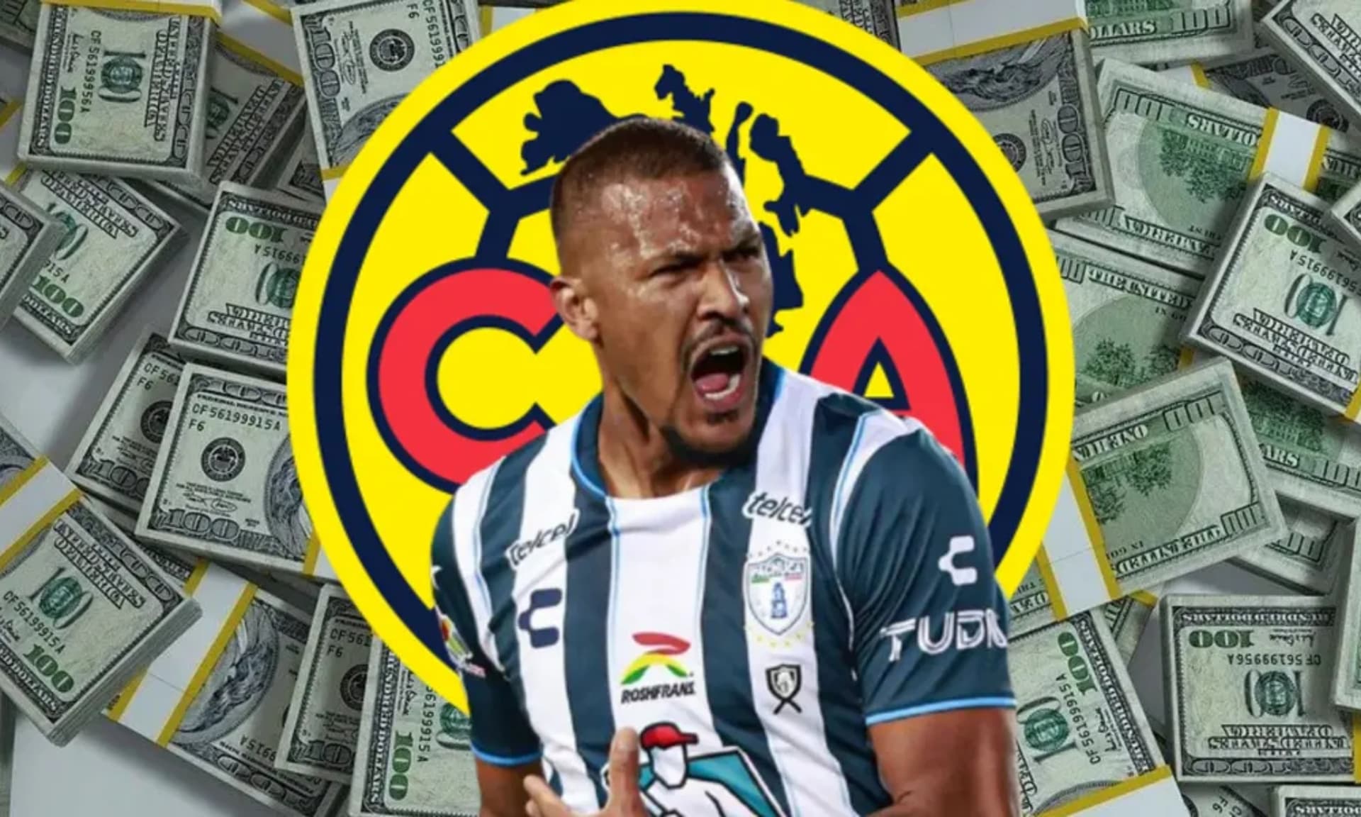 Salomón Rondón frente al escudo de las Águilas del América / Nación Fútbol