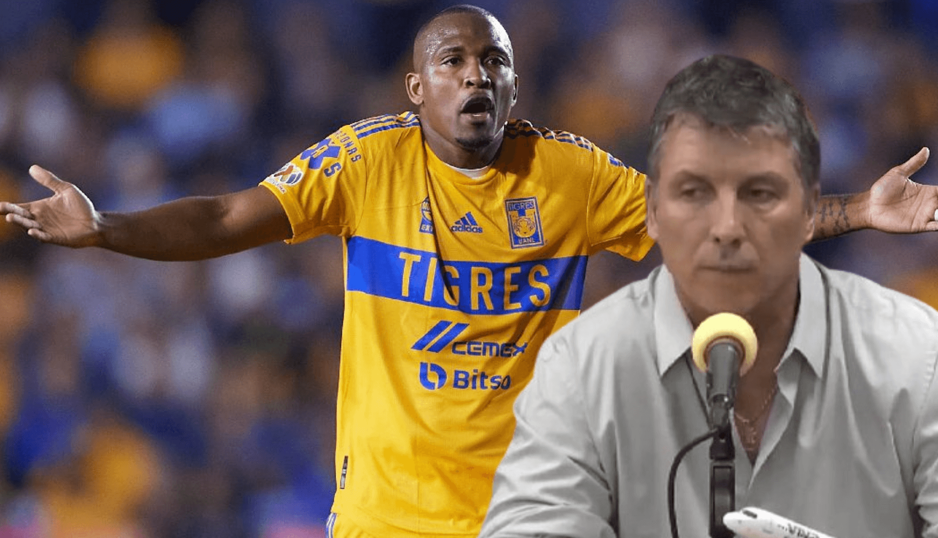 Samir Caetano en Tigres y Robert Dante Siboldi/ Foto: Ovaciones
