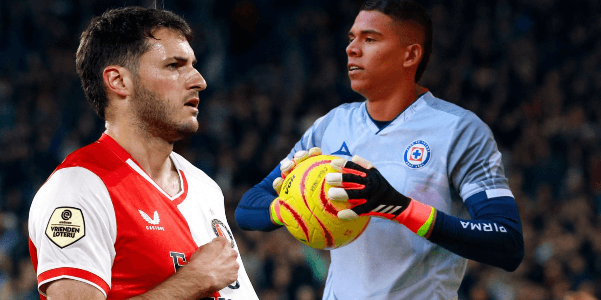 Santiago Giménez con la playera de Feyenoord y Kevin Mier con Cruz Azul / Foto: Getty Images