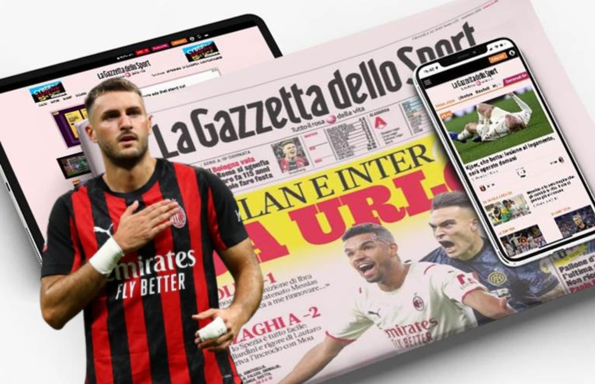 Santiago Giménez y periódico de 'La Gazetta dello Sport'/ Foto Pixartprinting.