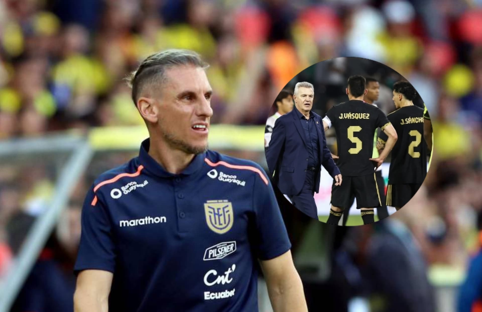 Sebastián Beccacece y Javier Aguirre/ Foto AFP.