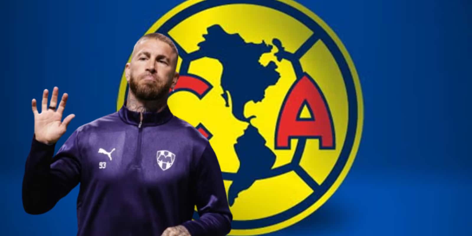 Sergio Ramos junto al escudo del América / FOTO RÉCORD