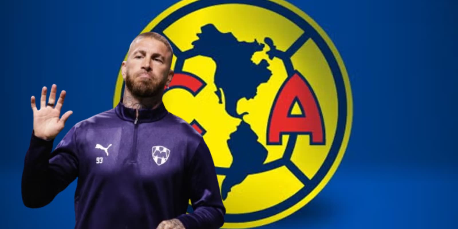 Sergio Ramos junto al escudo del América / FOTO RÉCORD