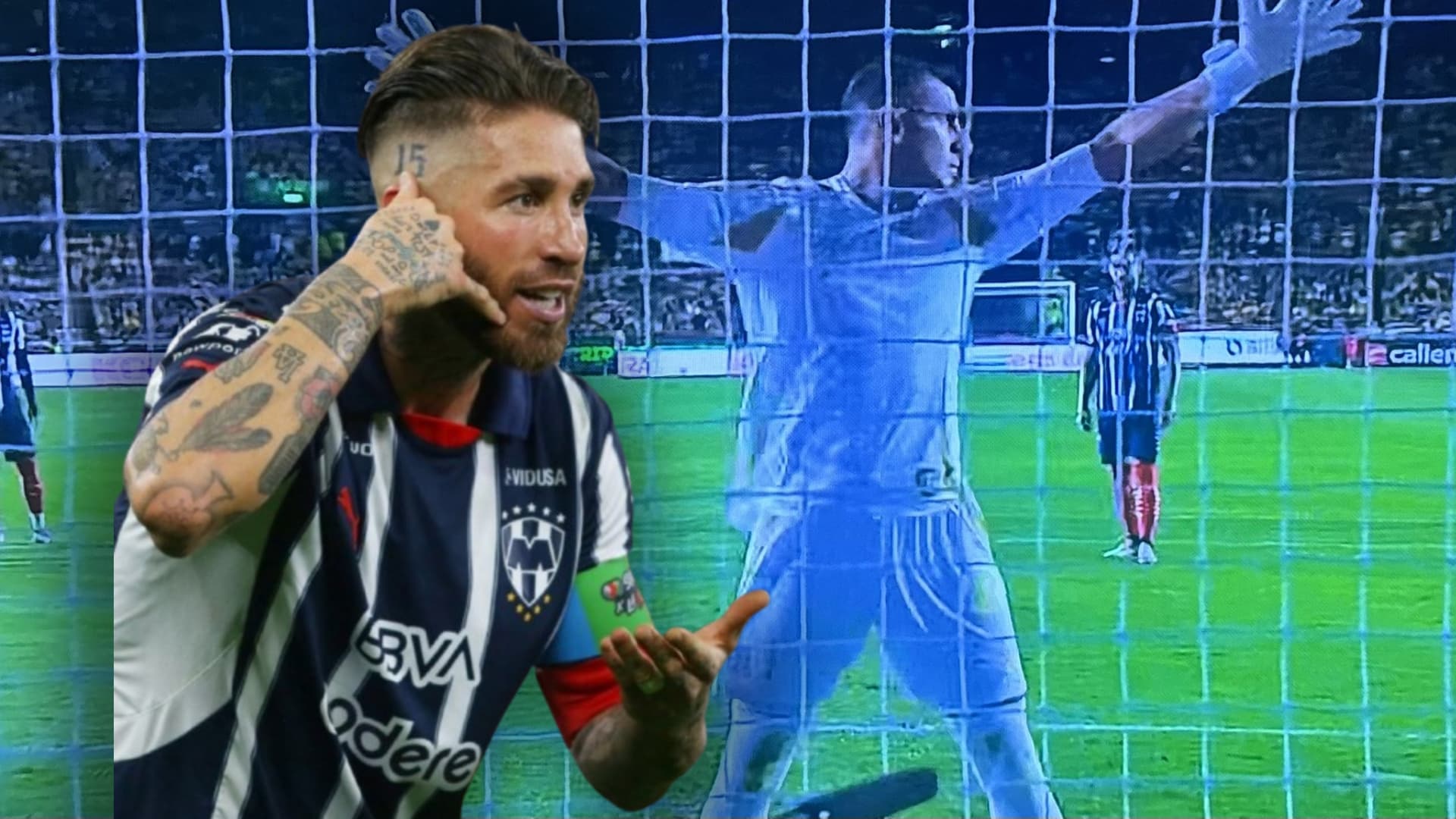 Sergio Ramos y Nahuel Guzmán (Foto: MEXSPORT y TV Azteca)