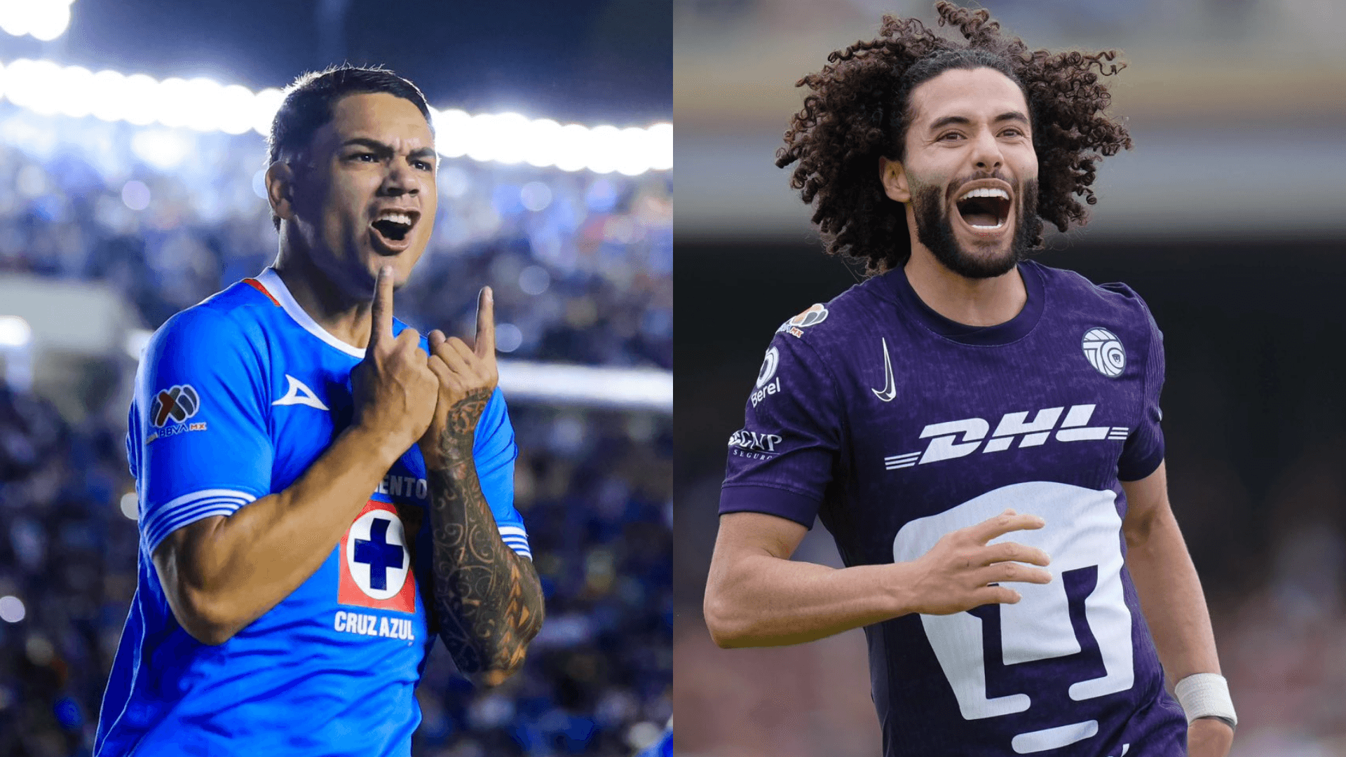 'Toro' Fernández y Huerta. | Fotos: X oficial de @CruzAzul y @PumasMX