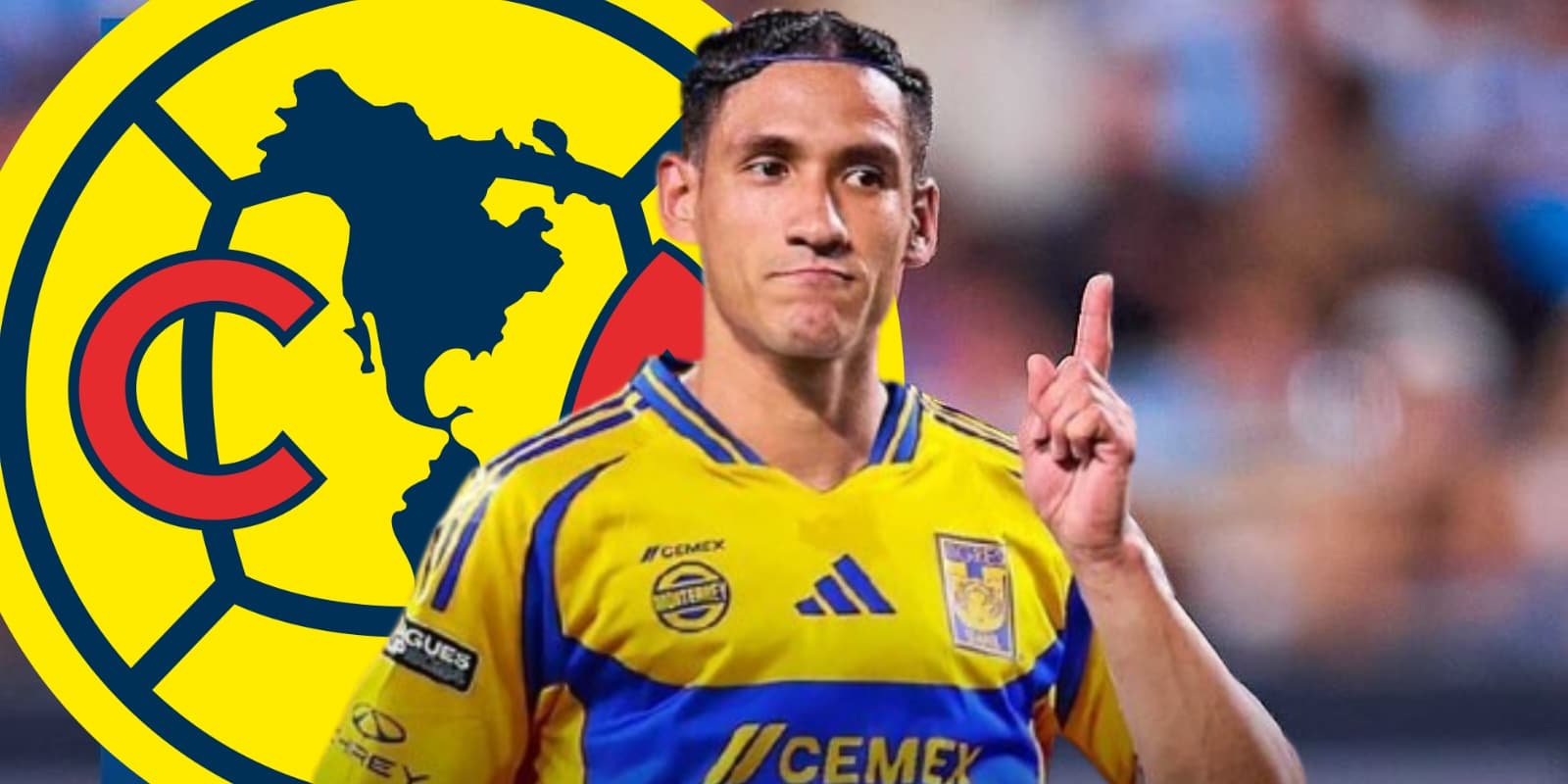 Uriel Antuna junto al escudo del América / FOTO MARCA