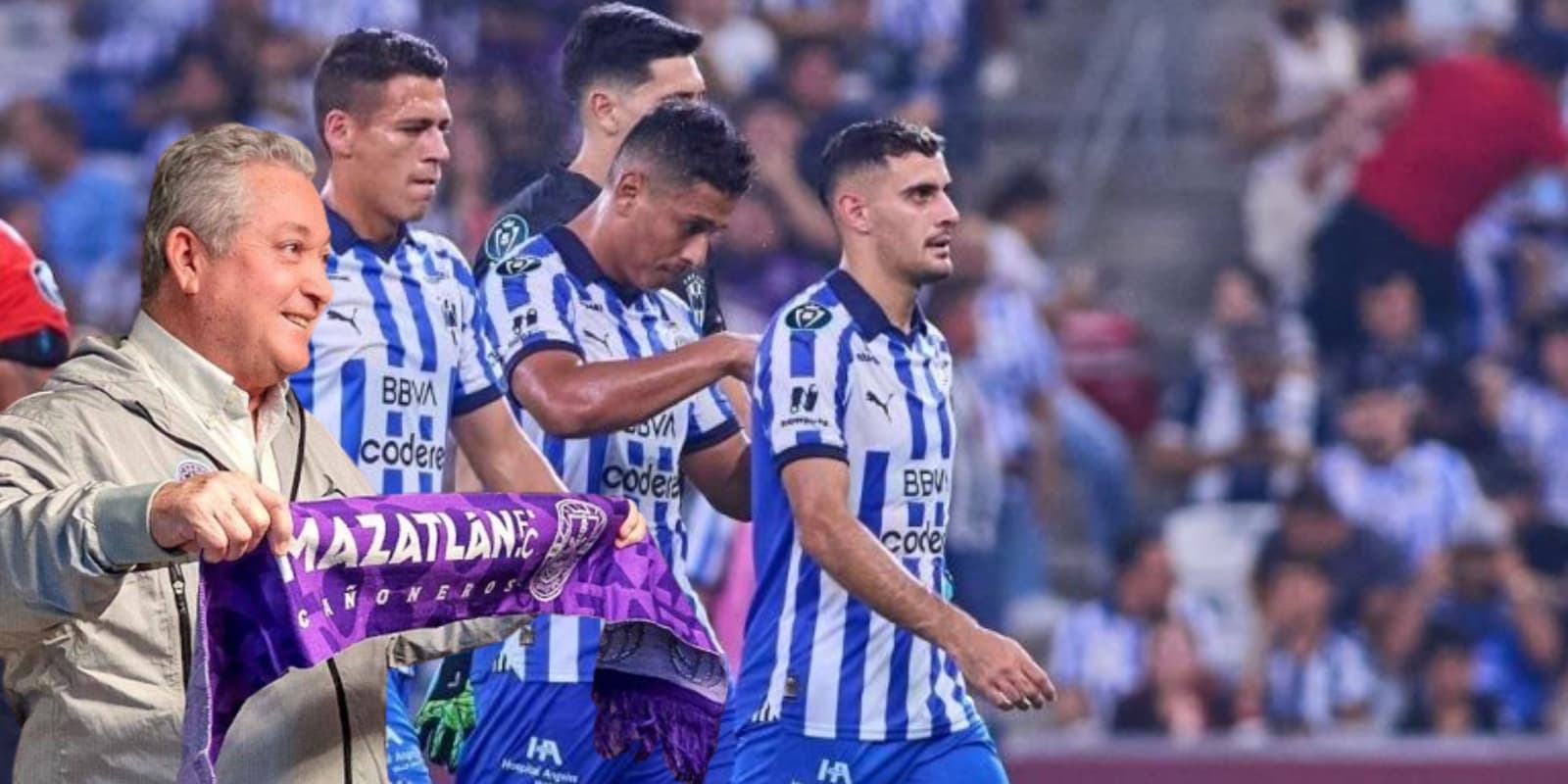 Víctor Manuel Vucetich junto a jugadores de Rayados / FOTO Mediotiempo