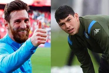 Y sin esperarlo, Lionel Messi le tiende la mano a Hirving Lozano para que salga del Napoli