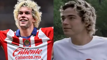 Cade Cowell con la playera de las Chivas y Francisco, del film Amarte Duele / El Futbolero 