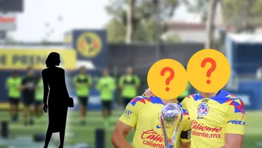 Silueta de mujer y a su lado dos futbolistas del América/ Foto Diario ESTO.