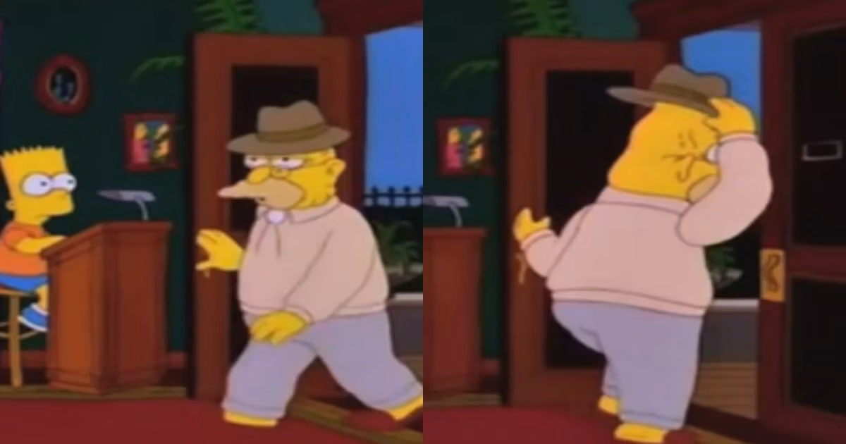 Abuelo de Bart entrando y saliendo de un sitio.
