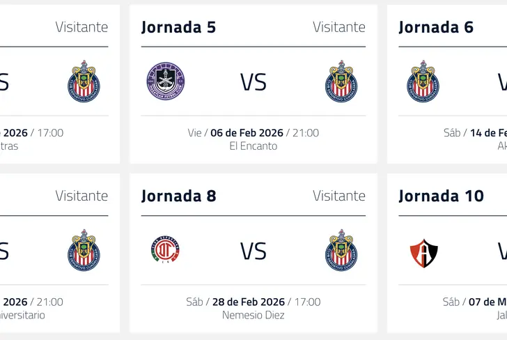 Chivas contará con cinco visitas en sus siguientes seis partidos