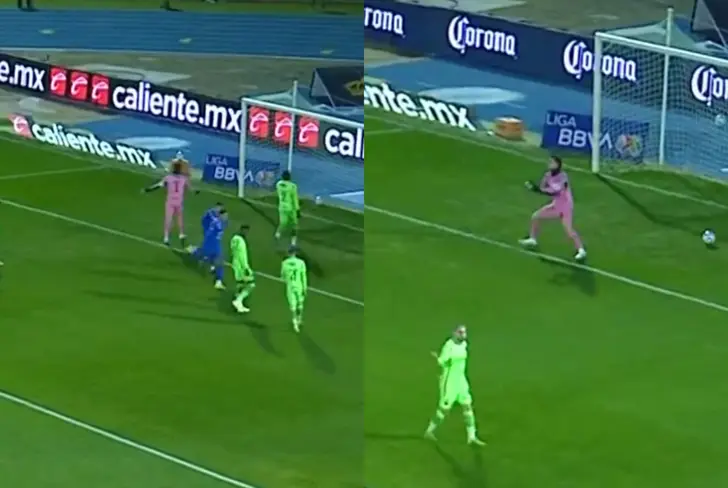 Sebastián Jurado a la izquierda tras el primer gol y a la derecha en el segundo.