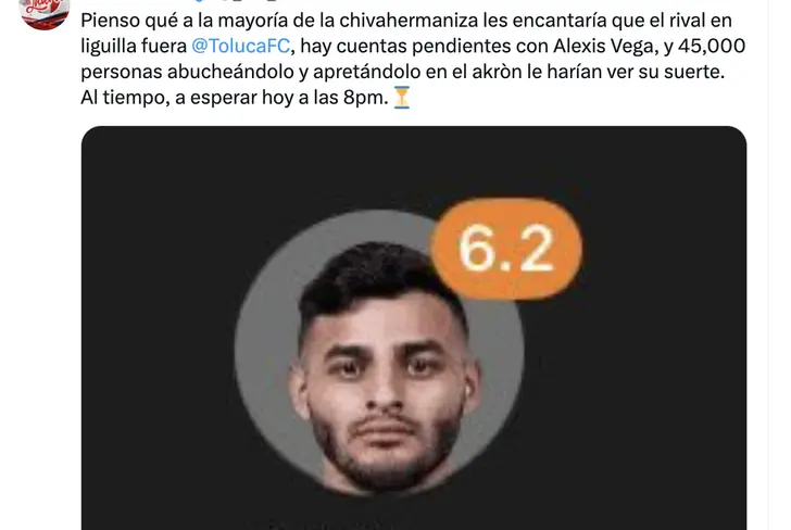 Alexis Vega y el like a misteriosa publicación sobre el Chivas vs Toluca