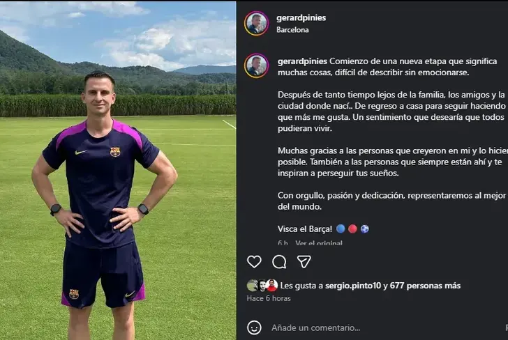 Gerard Piniés llega al Barcelona / FOTO INSTAGRAM