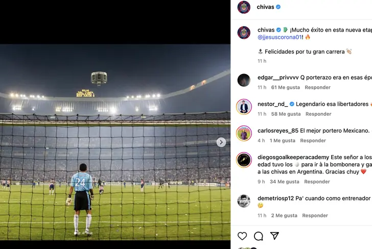 La reacción de Chivas tras el retiro de José de Jesús Corona / FOTO INSTAGRAM