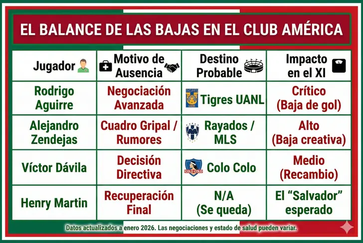 El balance de las bajas en el América