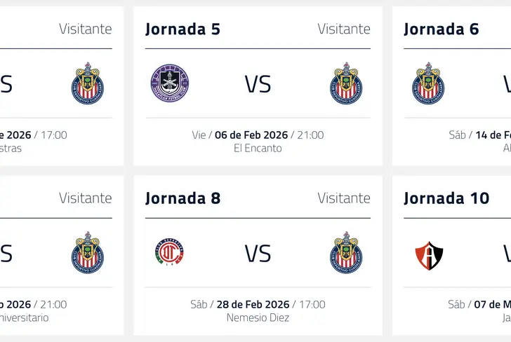El calendario que tendría Chivas en el mes de febrero