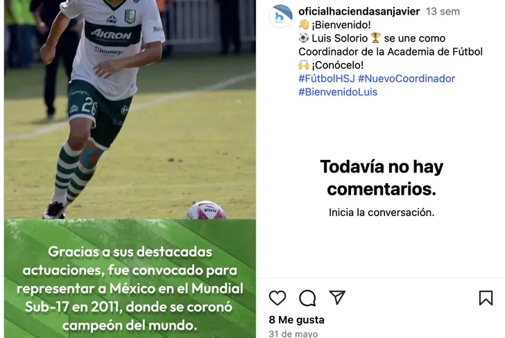 Luis Solorio es ahora coordinador de un complejo deportivo