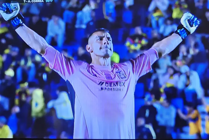 La imagen del festejo de Nahuel tras el cuarto gol.
