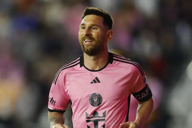 Messi festejando el gol frente a Los Ángeles Galaxy