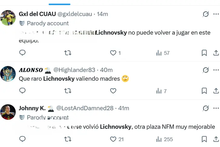 Captura de pantalla de la red social 'X', sobre la opinión de varios aficionados sobre el mal duelo que tuvo el chileno.