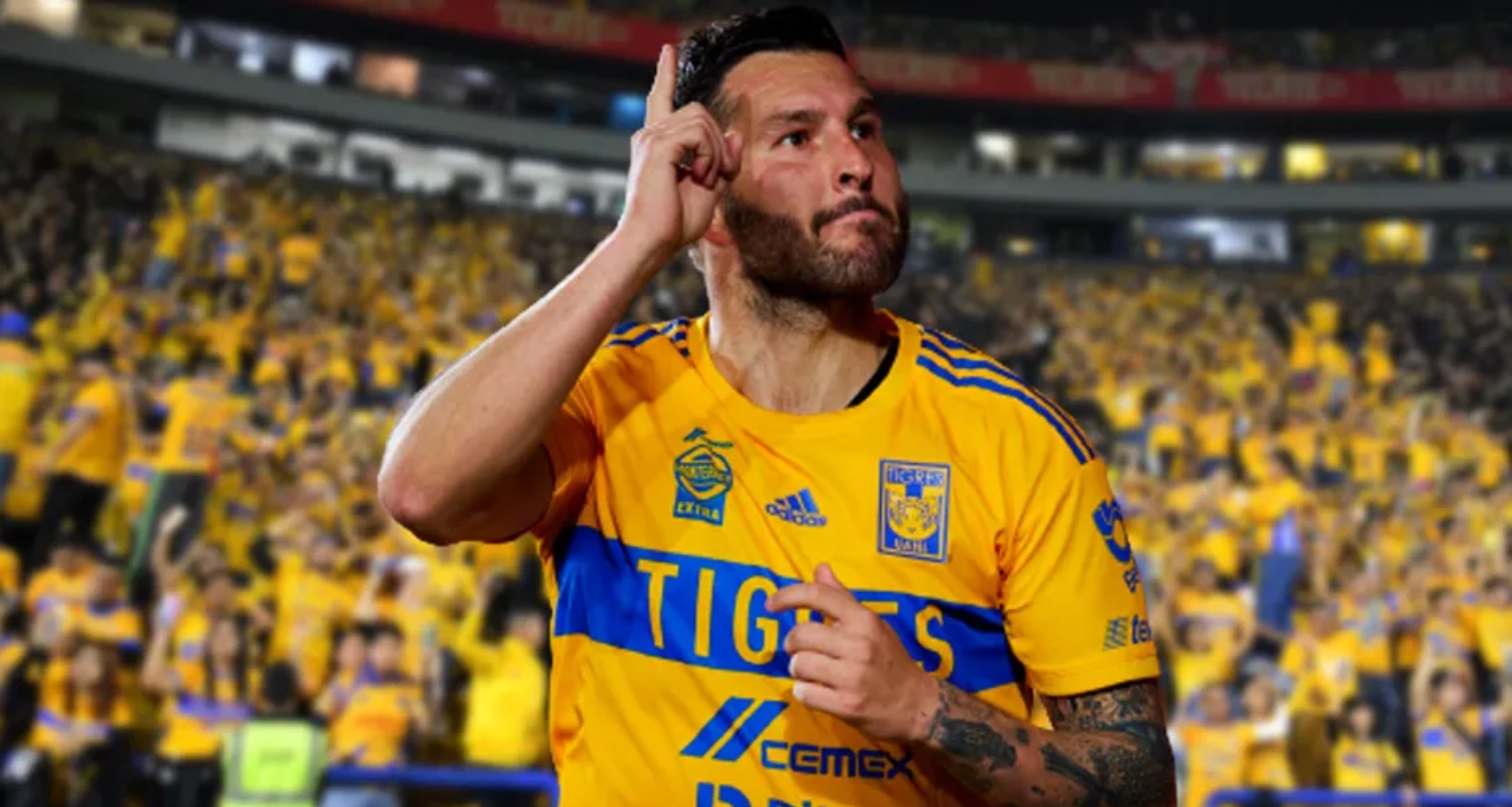 André Gignac festeja gol en el estadio Volcán (Fuente: Mexsports) 