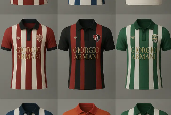 Diseños de jerseys de clubes mexicanos si Armani los hubiera diseñado, según IA