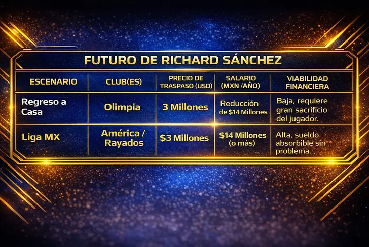 Los escenarios financieros (Precio de Traspaso y Salario) para el posible fichaje de Richard Sánchez