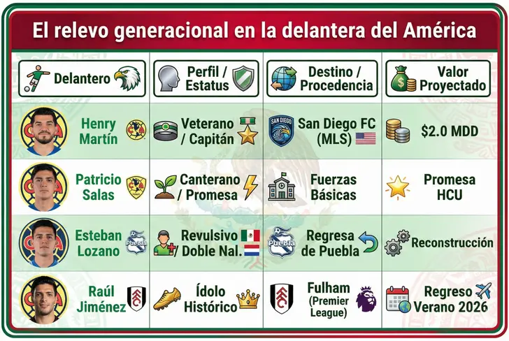 El relevo generacional en la delantera del América