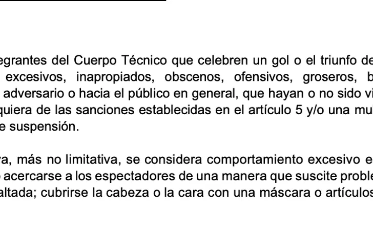 Así establece el reglamento una sanción por comportamientos inadecuados