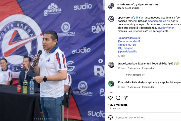 Ramón Morales en la presentación de Sport Arena FC / FOTO INSTAGRAM
