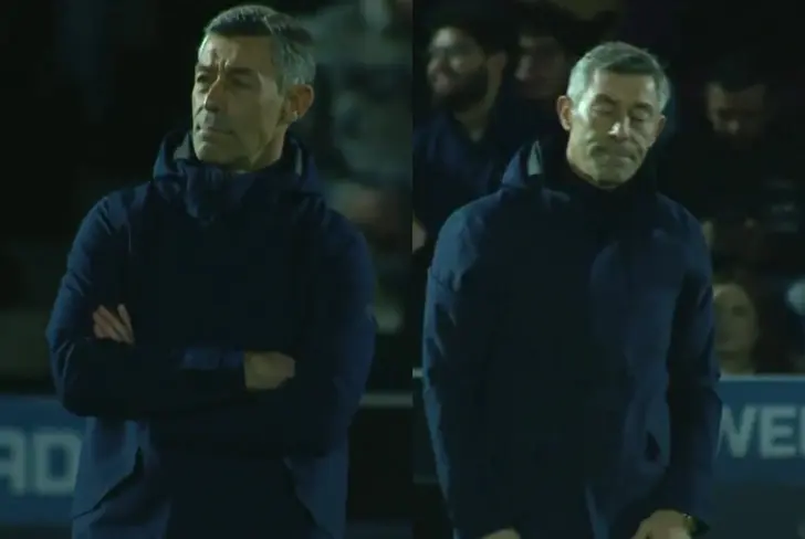 Del lado izquierdo la cara de Caixinha tras el primer gol y del lado derecho su reacción tras el segundo.